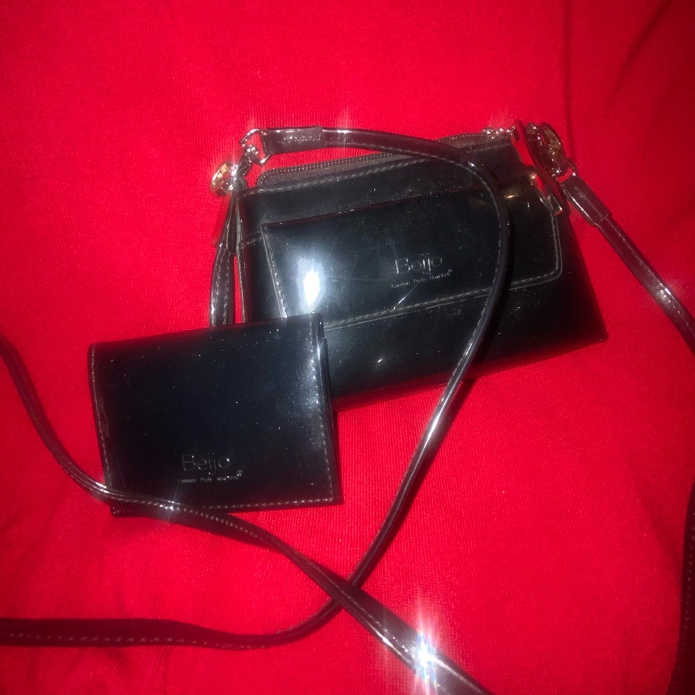 Beijo Glossy Black Crossbody Bag Set